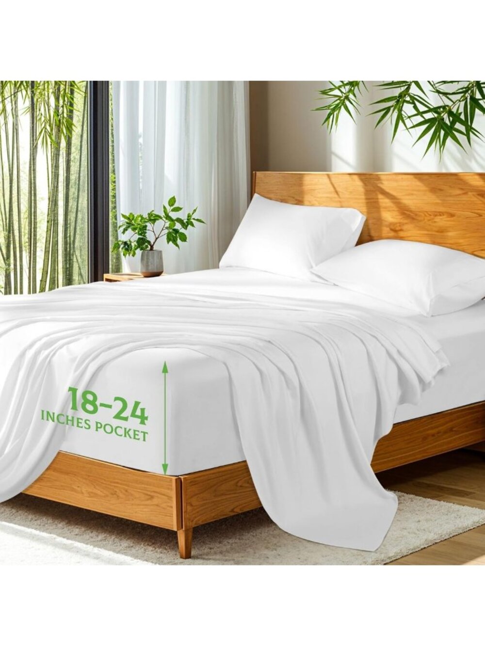 Extra Deep Pocket 100% Viscose Bamboo Sheets Set - Soft, Breathable, 4PC